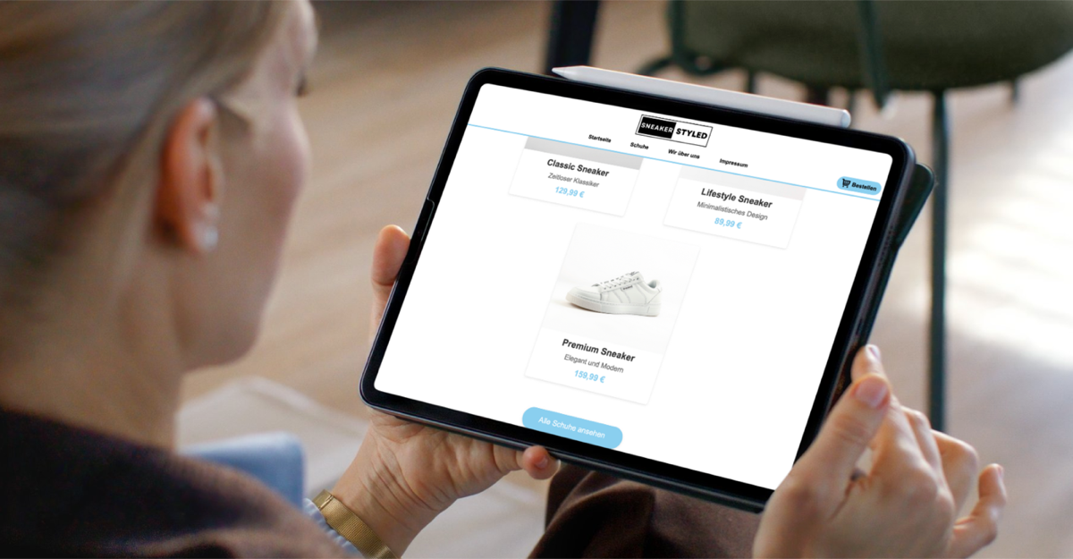 Website für Handel und Beratung auf einem Tablet